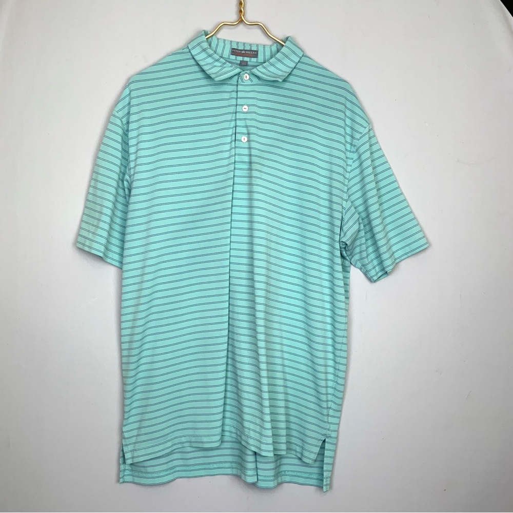 Peter Millar Mint Green Striped Polo